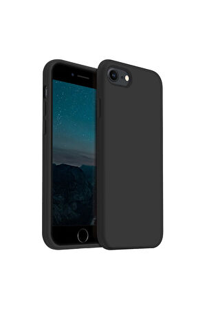 iphone 7-8-Se 2020 Uyumlu Premium Lansman Liquid Silikon Kılıf İçi Kadife-Siyah