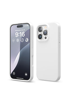 iphone 16 Pro Uyumlu Premium Lansman Liquid Silikon Kılıf İçi Kadife-Beyaz