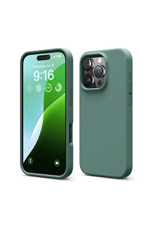 iphone 16 ProMax Uyumlu Premium Lansman Liquid Silikon Kılıf İçi Kadife-Yeşil