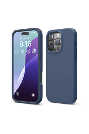 iphone 16 ProMax Uyumlu Premium Lansman Liquid Silikon Kılıf İçi Kadife-Gece Mavi
