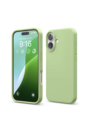 iphone 16 Uyumlu Premium Lansman Liquid Silikon Kılıf İçi Kadife-Fıstık Yeşili