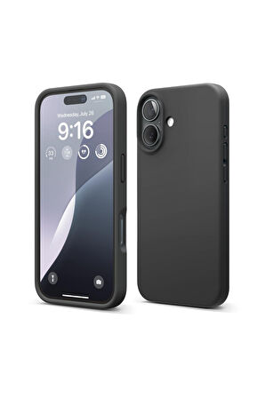 iphone 16 Uyumlu Premium Lansman Liquid Silikon Kılıf İçi Kadife-Siyah