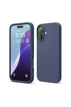 iphone 16 Uyumlu Premium Lansman Liquid Silikon Kılıf İçi Kadife-Gece Mavisi