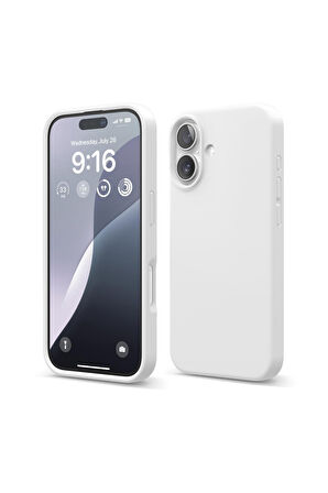 iphone 16 Plus Uyumlu Premium Lansman Liquid Silikon Kılıf İçi Kadife-Beyaz