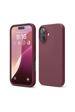 iphone 16 Plus Uyumlu Premium Lansman Liquid Silikon Kılıf İçi Kadife-Bordo