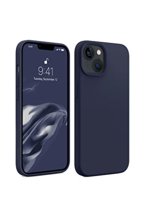 iphone 13/14 Uyumlu Premium Lansman Liquid Silikon Kılıf İçi Kadife-Gece Mavisi