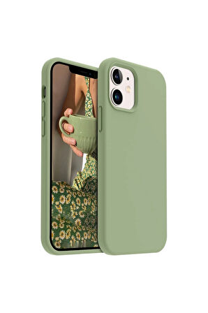 iphone 12/12 Pro Uyumlu Premium Lansman Liquid Silikon Kılıf İçi Kadife-Fıstık Yeşili