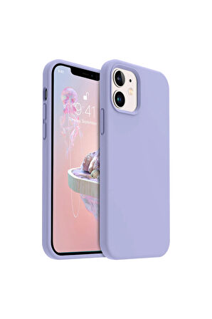 iphone 12/12 Pro Uyumlu Premium Lansman Liquid Silikon Kılıf İçi Kadife-Lila