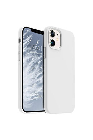 iphone 12/12 Pro Uyumlu Premium Lansman Liquid Silikon Kılıf İçi Kadife-Beyaz