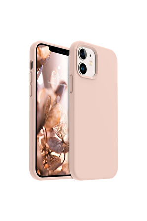 iphone 12/12 Pro Uyumlu Premium Lansman Liquid Silikon Kılıf İçi Kadife-Kum Pembe