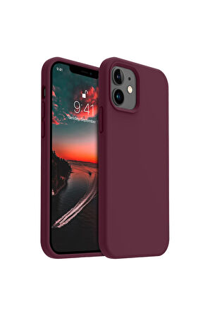 iphone 12/12 Pro Uyumlu Premium Lansman Liquid Silikon Kılıf İçi Kadife-Bordo