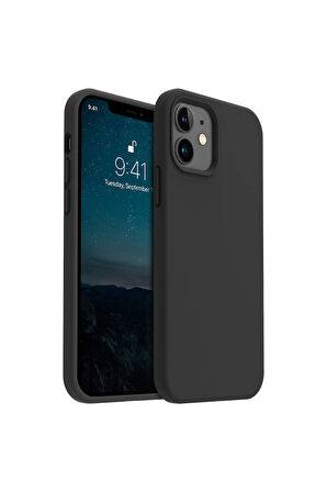 iphone 12/12 Pro Uyumlu Premium Lansman Liquid Silikon Kılıf İçi Kadife-Siyah