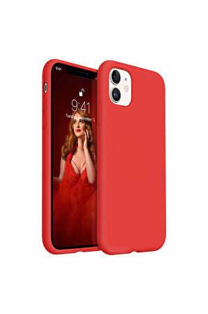 iphone 11 Uyumlu Premium Lansman Liquid Silikon Kılıf İçi Kadife-Kırmızı