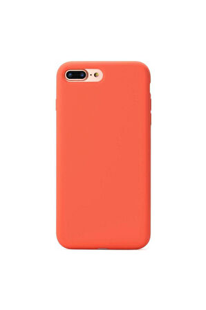 iphone 7 Plus/8 Plus Uyumlu Premium Lansman Liquid Silikon Kılıf İçi Kadife-Turuncu
