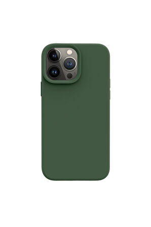 iphone 13 ProMax Uyumlu Premium Lansman Liquid Silikon Kılıf İçi Kadife-Çam Yeşili