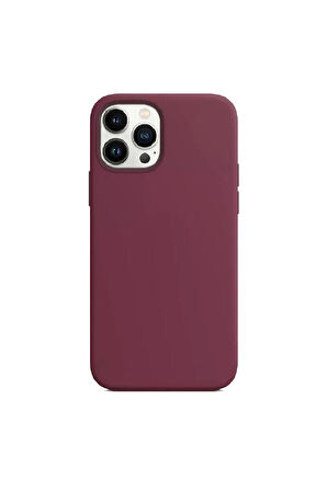 iphone 14 ProMax Uyumlu Premium Lansman Liquid Silikon Kılıf İçi Kadife-Bordo