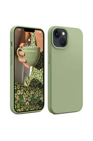 iphone 15 Uyumlu Premium Lansman Liquid Silikon Kılıf İçi Kadife-Fıstık Yeşili
