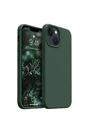 iphone 15 Uyumlu Premium Lansman Liquid Silikon Kılıf İçi Kadife-Çam Yeşili