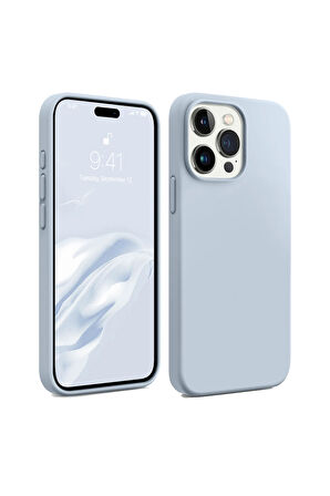 iphone 12 ProMax Uyumlu Premium Lansman Liquid Silikon Kılıf İçi Kadife-Bebe Mavi