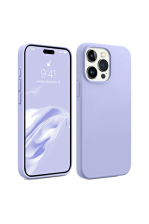 iphone 12 ProMax Uyumlu Premium Lansman Liquid Silikon Kılıf İçi Kadife-Lila