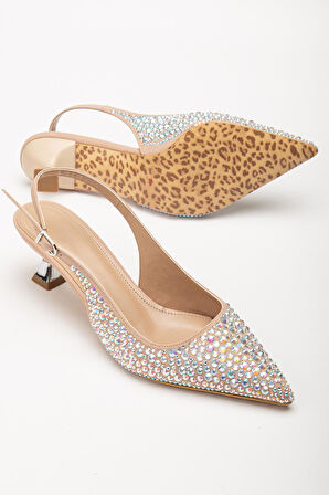 Suins Melody Kadın Taş İşlemeli Özel Tasarım Kısa Topuklu Abiye Ayakkabı