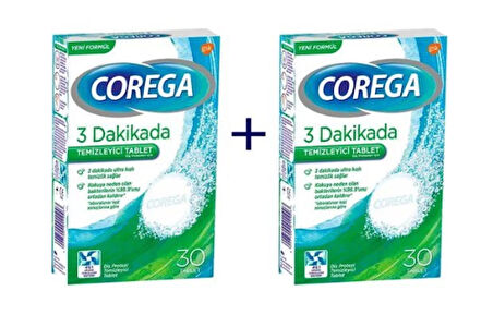 Corega 3 Dakikada Temizleyici 30 Tablet 2 Adet