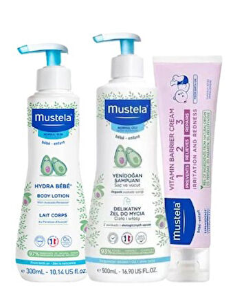 Mustela Yenidoğan Bebek Bakım Seti (Yenidoğan Şamp. 500ml+Hydra Bebe Losyon 300ml+ Pişik Kremi 50ml)