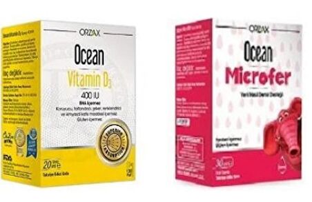 Ocean Vitamin D3 400 IU Oral Sprey 20 ml + Ocean Microfer Damla 30 ml