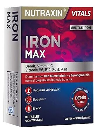 Nutraxin Iron Max 17 mg 30 Tablet 2 Adet