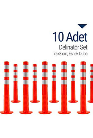 MELZOHOME TRAFİK DELİNATÖR 75 CM -PLASTİK KIRMIZI OTOPARK  YOL DUBA UCUZ KONİ  10 ADET  DELİNATÖR 75 CM  10  ADET 