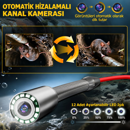 KMT-4040 Profesyonel 40 Metre Kanal Görüntüleme Kamerası – 9 İnç IPS Ekran, Metraj Sayacı ve Ekran Kaydı