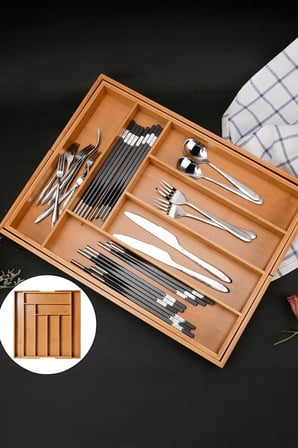 Orvani Ayarlanabilir Bambu Çekmece İçi Kaşıklık Ayarlanabilir 5 ve 7 Bölmeli
