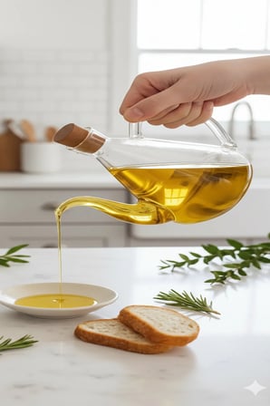 Seren Borosilikat Cam Akasya Kapaklı Yağlık – Isıya Dayanıklı Cam Yağ Şişesi 500 ml