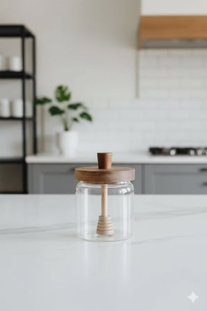 Melora Akasya Kapaklı Borosilikat Cam Bal Kavanozu 450 Ml