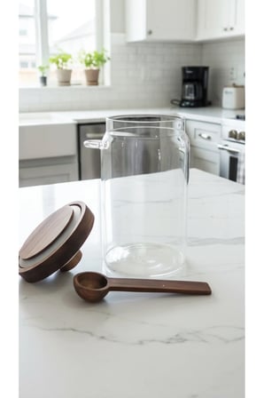 Liya Cam Akasya Vakum Kapaklı Kaşıklı Saklama Kabı – Şekerlik, Çay ve Kahve Kavanozu 700 ml 3 ADET