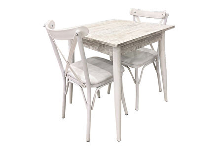 MENDEL MASA VE BAHAR ÇAPRAZ SANDALYE TAKIMI, KRİSTAL, 70X70
