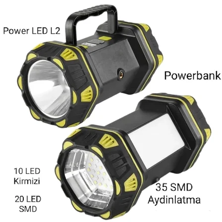 F.b.ı F-262 Yeni Güçlü Çift Taraflı Taşınabilir Spot Ve Işıldak Usb Powerbank Şarjlı Fener
