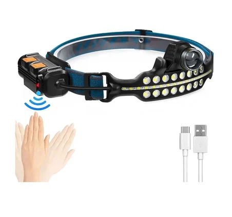 Fithome W  Aydınlatma Modlu Xpe Cob  Led Sensörlü Dahili Pilli Usb Şarj Edilebilir Kafa Feneri