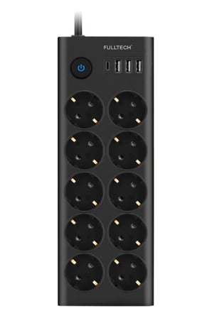 Fulltech Ftr14 Type-C Girişli Akım Korumalı 10’Lu Priz, 3 Usb