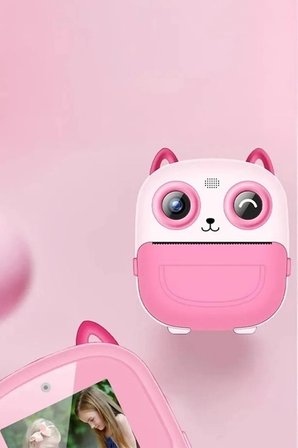 Dijital Video Fotoğraf App Destekli Çocuk Kamerası Termal Resim Kağıt Baskılı Yazıcı Pembe