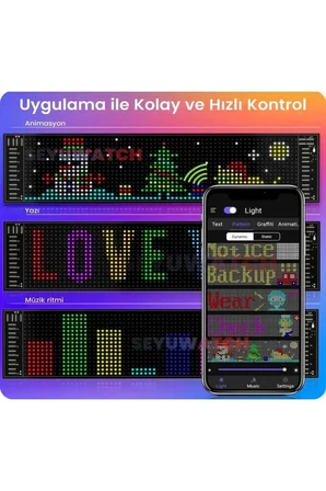 Led Ekran Matrix Panel Cama Yapışan En Büyük Boy 16X96 Led Sayısı Araba Yazısı 12Cm-59.5Cm