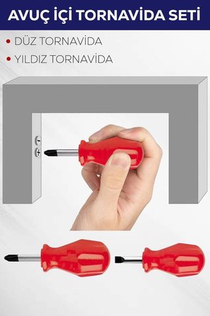 2'Li Avuç Içi Tornavida Seti Düz Yıldız