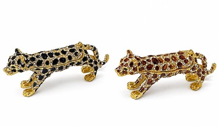 Swaroski Taşlı Leopar Figürü Tekli Alk5760