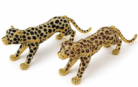 Swaroski Taşlı Leopar Figürü Tekli Alk5761