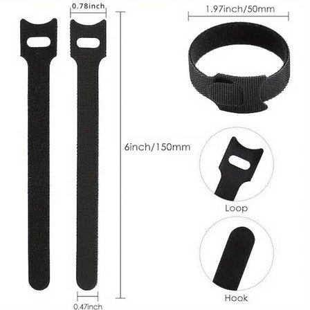 10'Lu Cırt Cırtlı Kablo Düzenleyici Seti - 15Cm