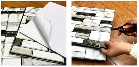 3D Mermer Görünümlü Kendinden Yapışkanlı Duvar Sticker