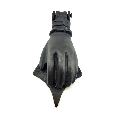 Antika Tarz Dekoratif Pirinç El Kapı Tokmağı, Taktak - 167X75 Mm, Oksit
