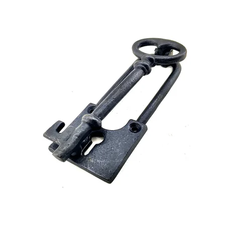 Antika Tarz Dekoratif Pirinç Anahtar Kapı Tokmağı, Taktak - 170X60Mm, Oksit