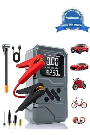 St-9654 Şarjlı 10.000 Mah Taşınabilir Araç Hava Kompresörü Akü Takviyeli Dijital Ekranlı Işıklı