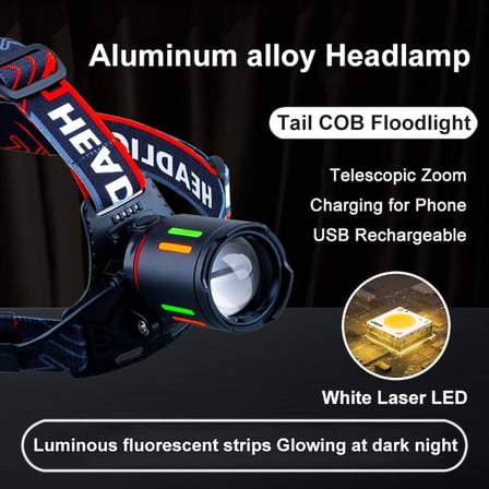 Bedotech Bd-62 10W Tg Led Alüminyum Alaşımlı Zoomlu Type-C Şarjlı Kafa Feneri